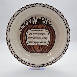 Dee Pumpkin Pie Plate Ceramic Dish Thanksgiving Recipe Dish Vintage 10.25 in